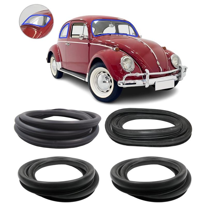 Kit Borrachas Parabrisa Janela e Vigia Vw Fusca 1959 a 1966 Borrachauto