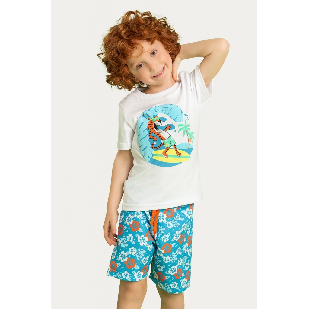 Conjunto Infantil Masculino Tigre Surfista em Oferta na Shopee