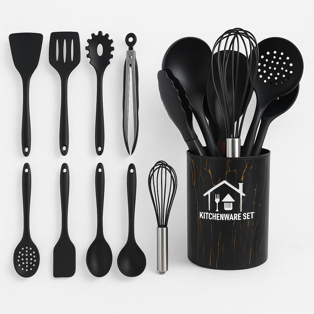 Conjunto 10 Peças Utensílios de Cozinha em Silicone Antiaderente | Resistente Altas Temperaturas