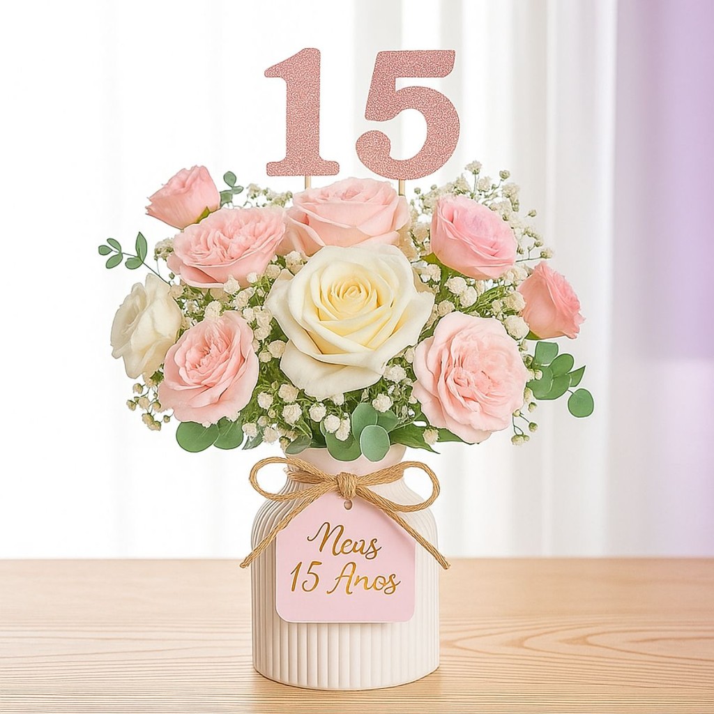 kit centro de mesa aniversário 15 anos casamento batizado (vasos em gesso )