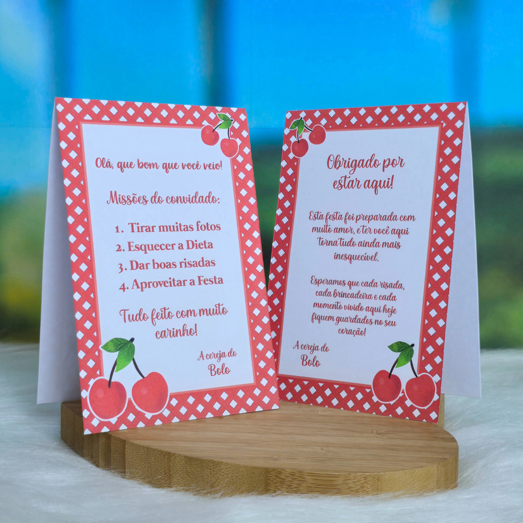 10 a 30 Plaquinhas de mesa Cereja CEREJINHA vermelha - Centro de mesa Lembrancinha de festa infantil em Oferta na Shopee