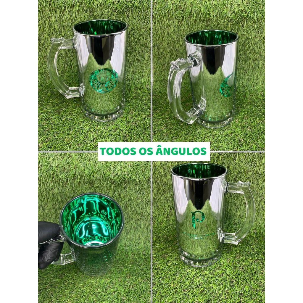 Caneca Vidro Reforçado Metalic 480ml Cerveja Palmeiras Oficial