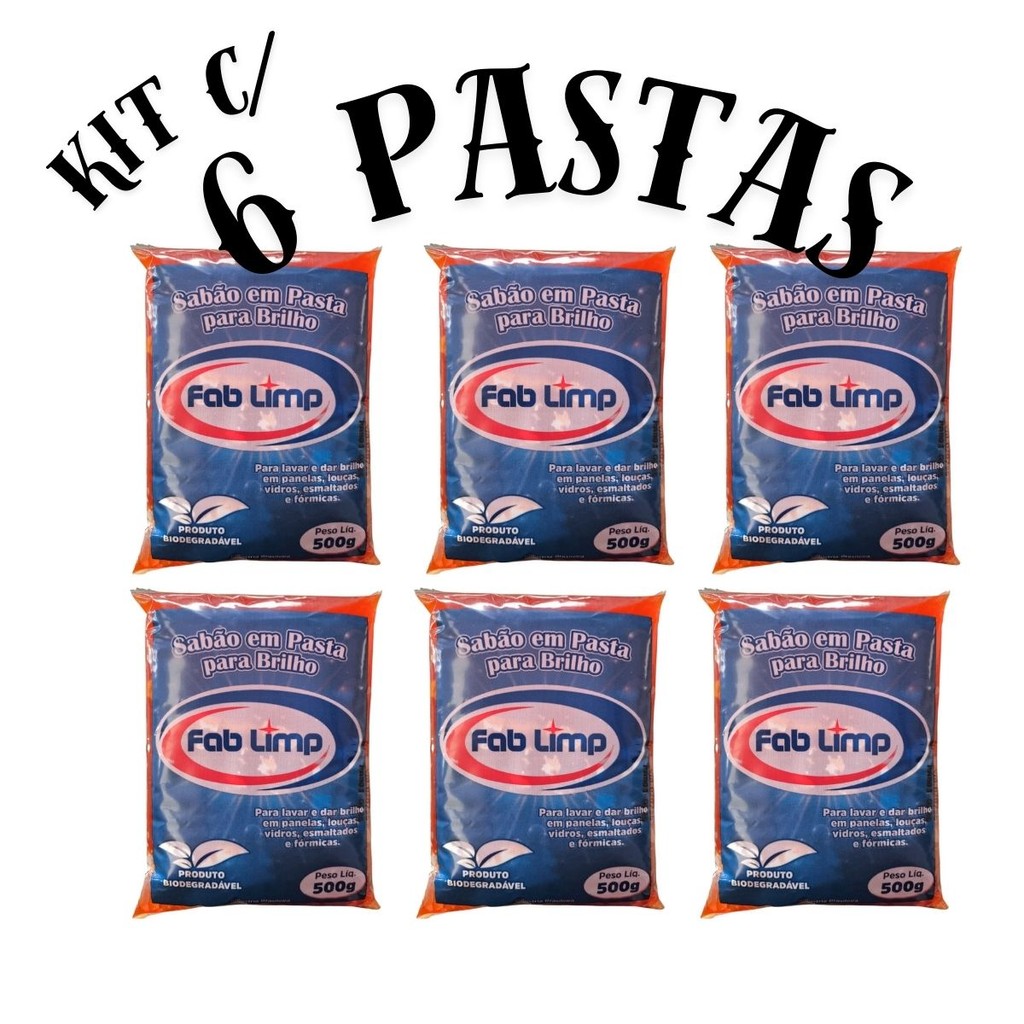 PASTA DE BRILHO FAB LIMP 500G KIT C/ 06 PASTAS