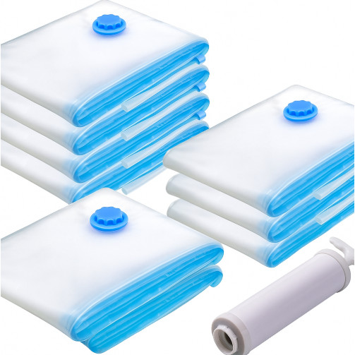Kit 10 Sacos a Vácuo Sendo Herméticos 5 Peças 50x60 - 3 Peças 60x80 - 2 Peças 70x110 + Bomba