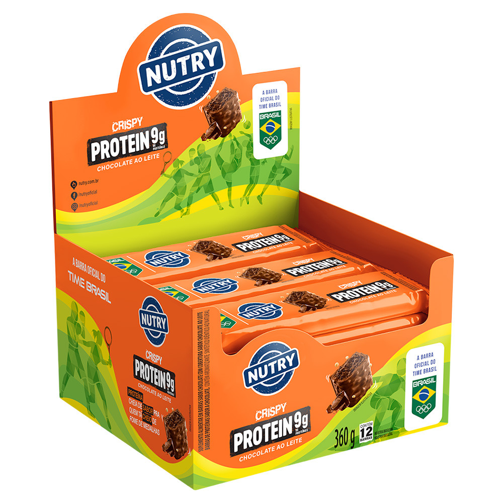 Barra Crispy Protein 9g Chocolate Ao Leite Nutry Com 12Un De  30g em Oferta na Shopee
