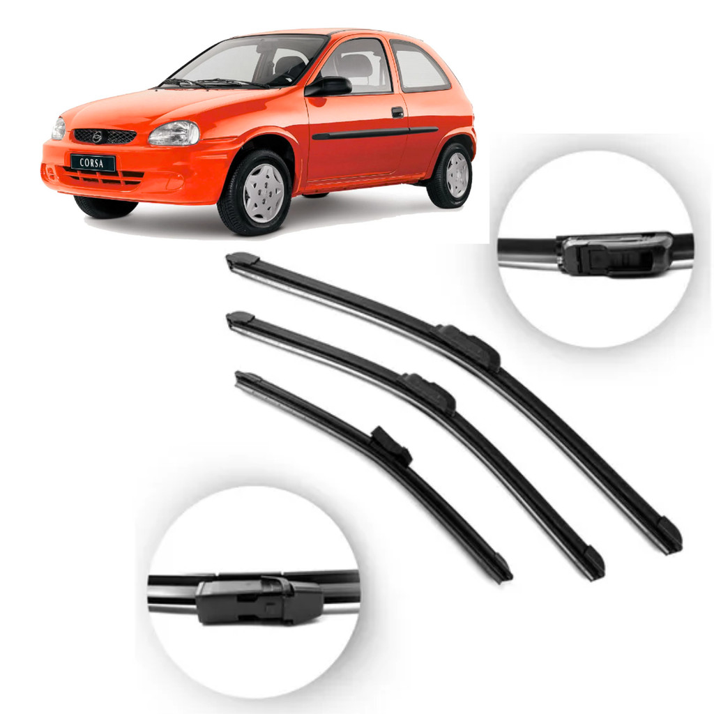 Kit de Palhetas Limpador de Parabrisa Dianteiro + Traseiro Chevrolet Corsa Hatch 1994 Até 2001 em Oferta na Shopee