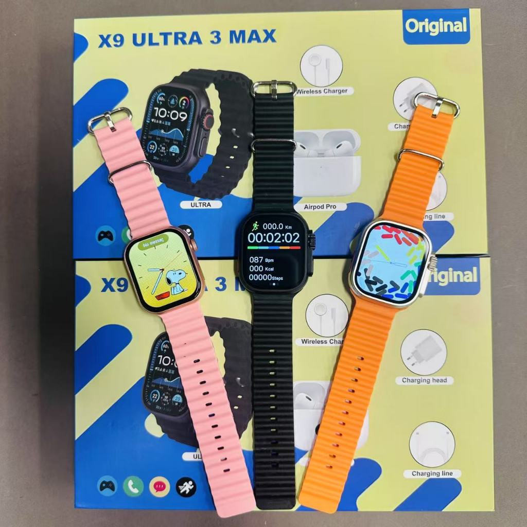Smartwatch Novo X9 Ultra3 MAX 2.2" Compatível iPhone Android Com Fone e Carregador - detalhe