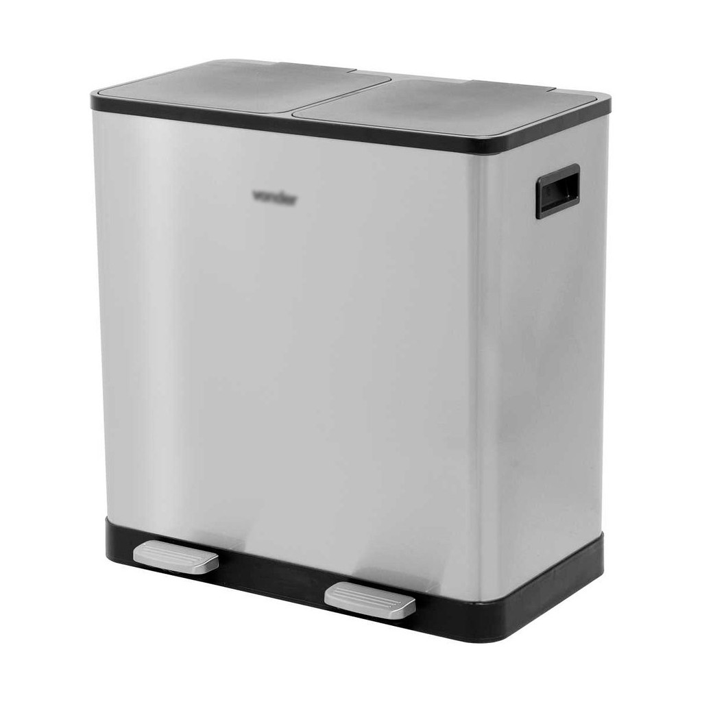 Lixeira Retangular 30L Dupla Inox Vonder