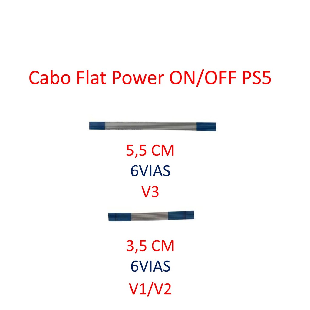 Cabo Flat Power Botão Liga Desliga On Off Para Console Playstation Ps5 V1 V2 V3
