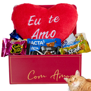 Cesta Com Chocolate E Coração De Pelúcia Presente em Oferta na Shopee