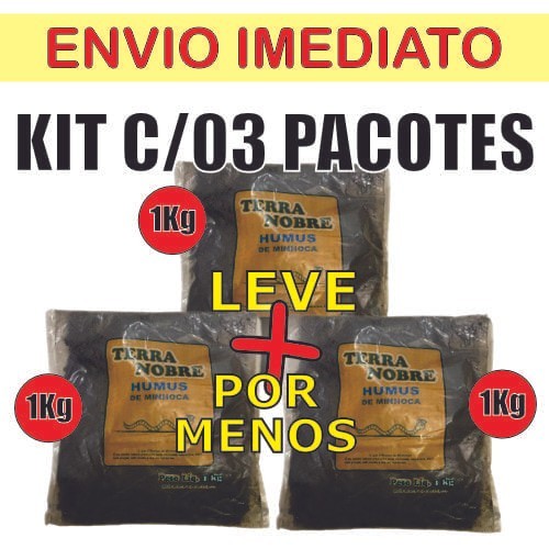 FERTILIZANTE NATURAL ADUBO HUMUS DE MINHOCA 3 SACOS DE 1K CADA TERRA NOBRE