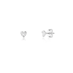 Brincos prata 925 coração mini 3mm zircônia