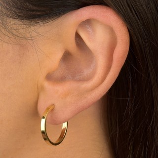 Argola Feminina de Ouro 18k Redonda Fio Quadrado 2mm em Oferta na Shopee