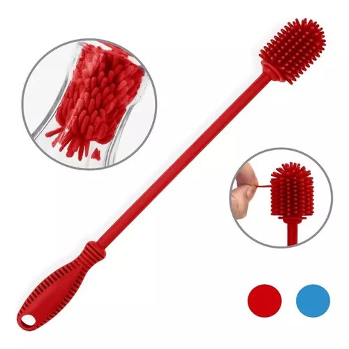 Escova De Lavar Garrafa Mamadeira Copo Taça Silicone Pratico em Oferta na Shopee