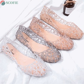 SCOFIE Sandálias Femininas , De Sola Plana , Sapatos De Geleia De Praia Transparentes Boca Raso Respirável Verão em Oferta na Shopee