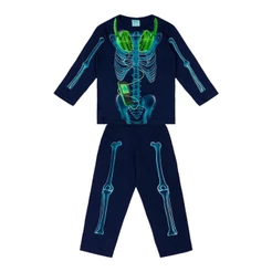 Pijama Menino Camiseta e Calça Esqueleto Brilha no Escuro - Kyly