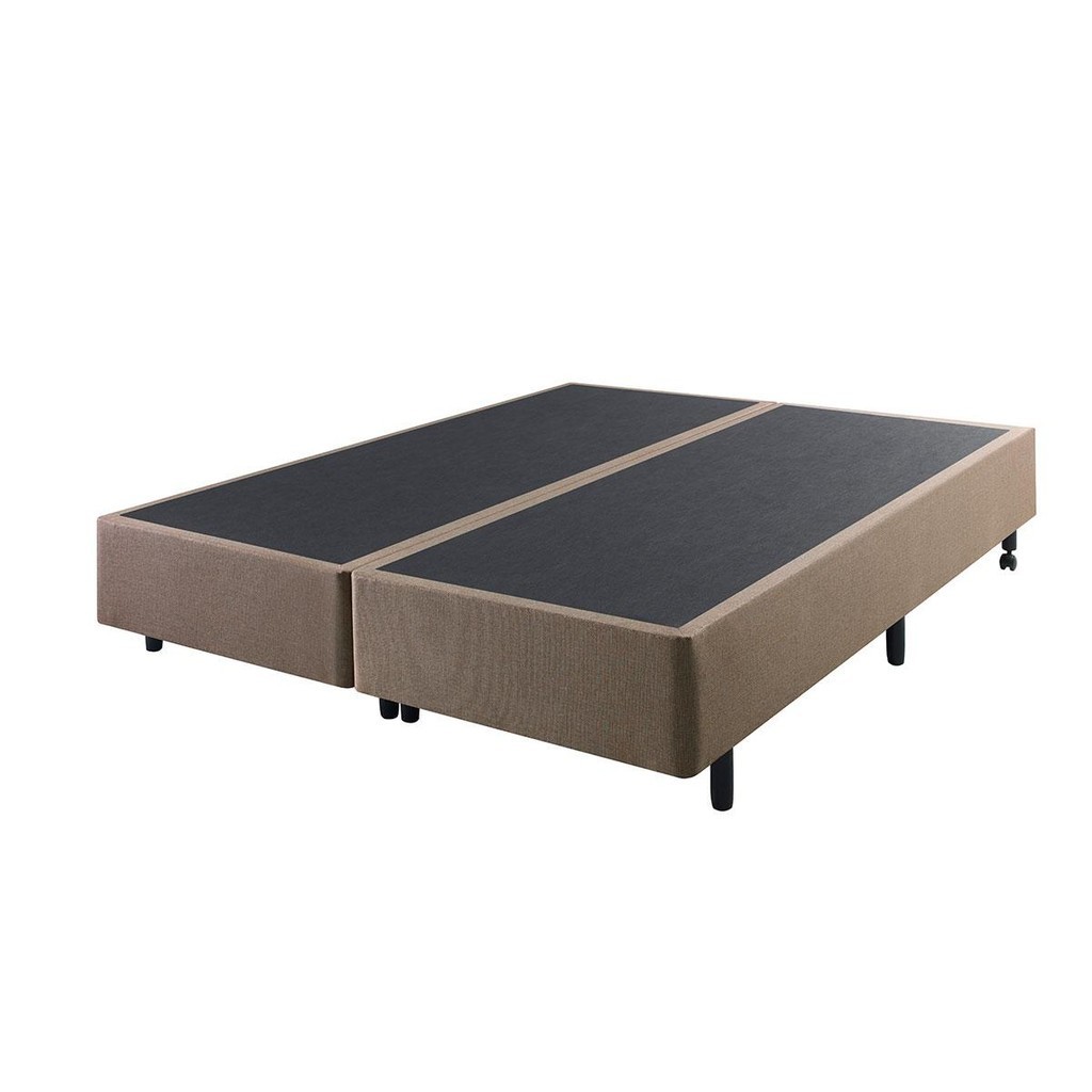 Cama Box Queen 158x198 Linho Marrom + Colchão Adapto Ecoflex