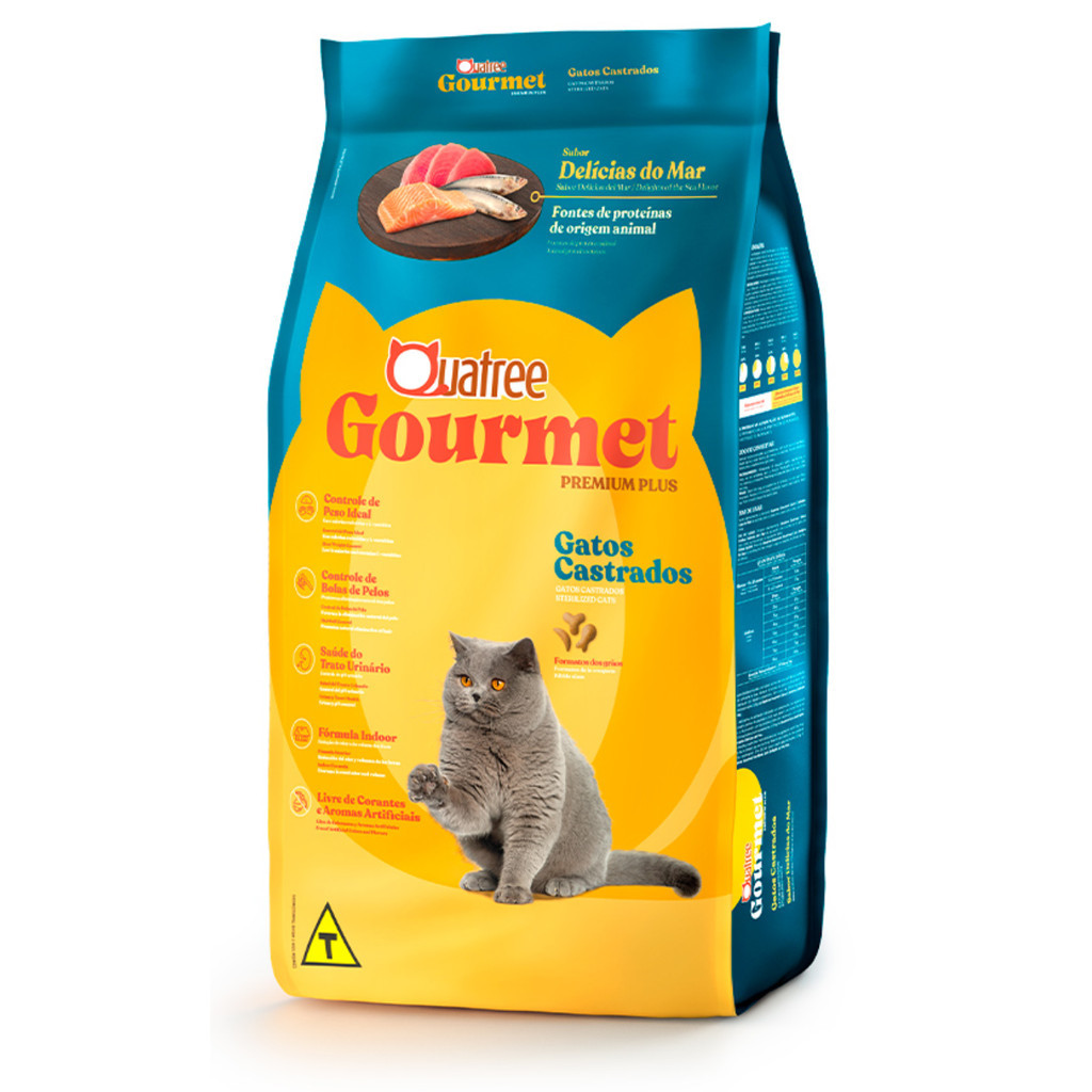 Ração Quatree Gourmet Gatos Castrados Delícia do Mar 3 kg