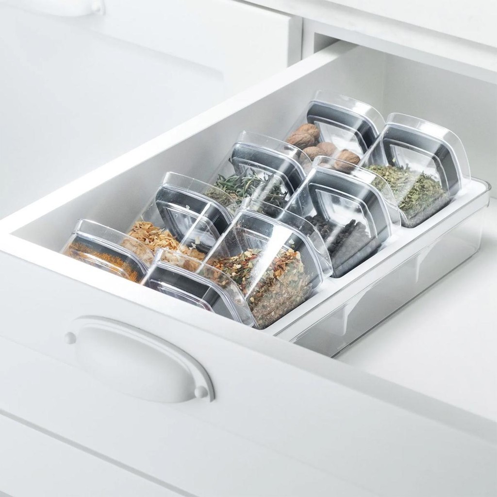 Organizador De Temperos Clear 9 Peças Branco Fechado COB 1400 BCF- Ou — imagem 2 de 2