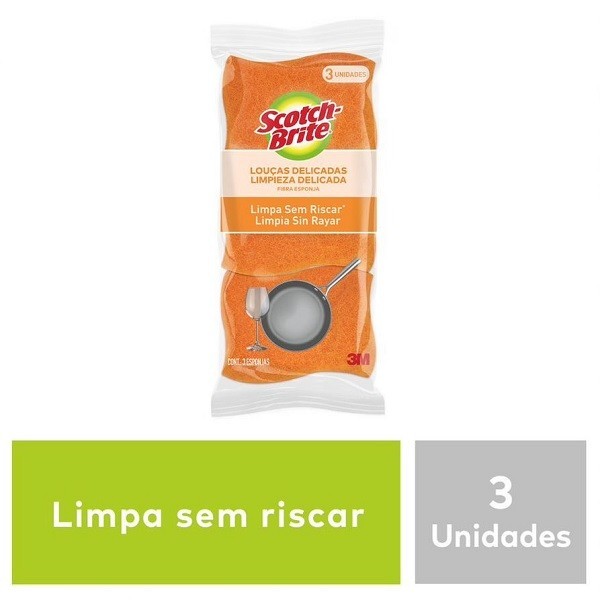 Kit com 3 Esponja Louças Delicadas SCOTCH Brite Laranja - Home & Living
