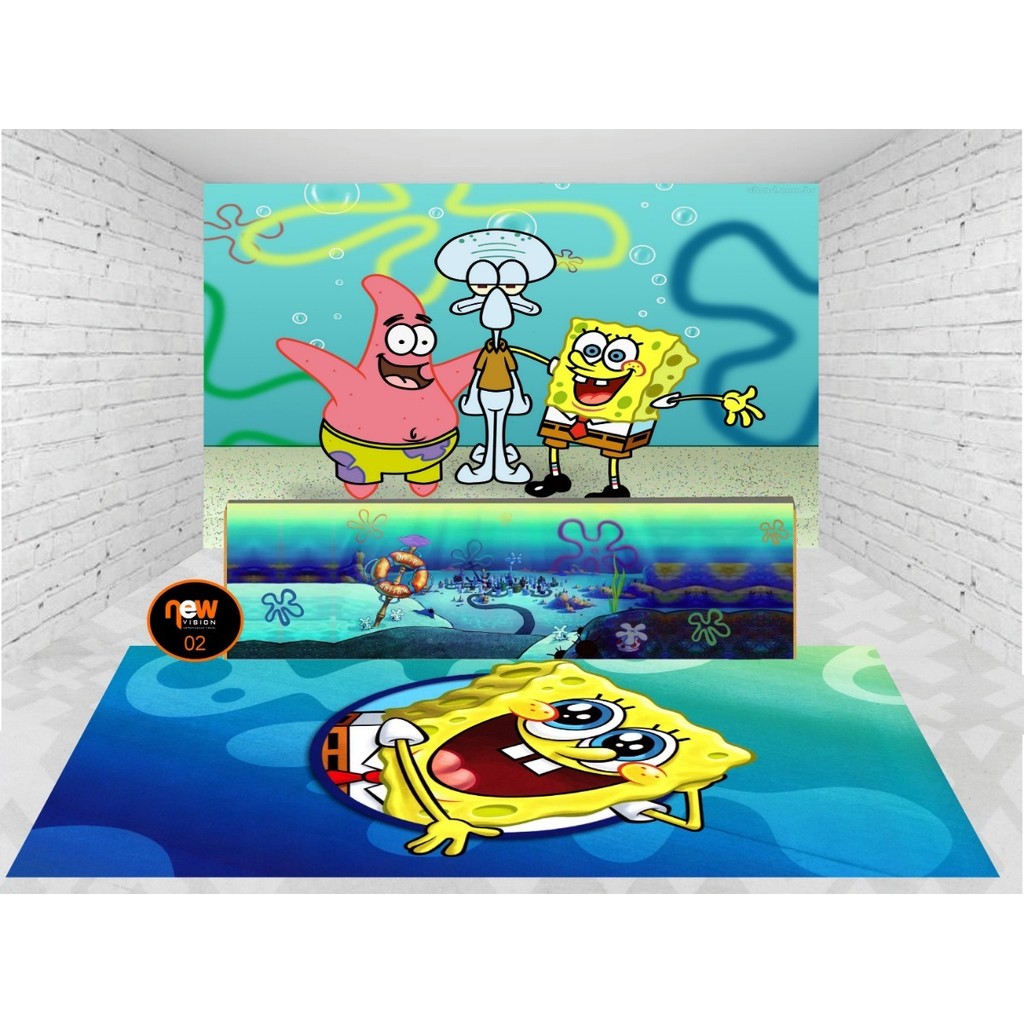 Tapete 2x1 + Painel Bob Esponja  2 X 1 