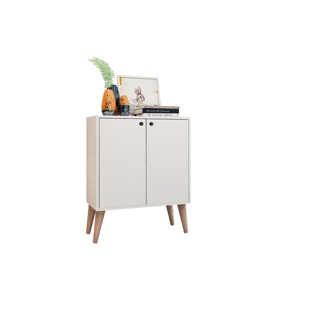 Balcão Aparador Buffe Retro 2Pts Branco Equador Casa Mobilia