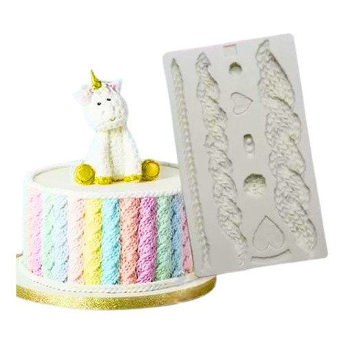 Molde De Silicone Cordão Trançado Tricô Confeitaria Biscuit em Oferta na Shopee
