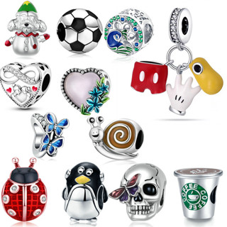 925 Pingente De Prata Clássico De Café De Encanto Pulseira De Futebol De Caracol Acessórios Colar Borboleta Bijuteria em Oferta na Shopee