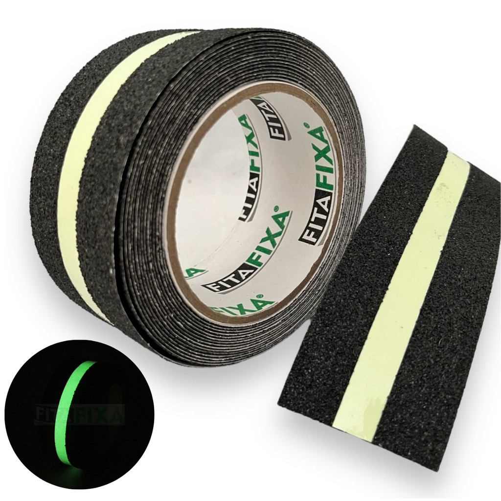 Fita Antiderrapante Segurança Florescente Escada Box 5m 50mm