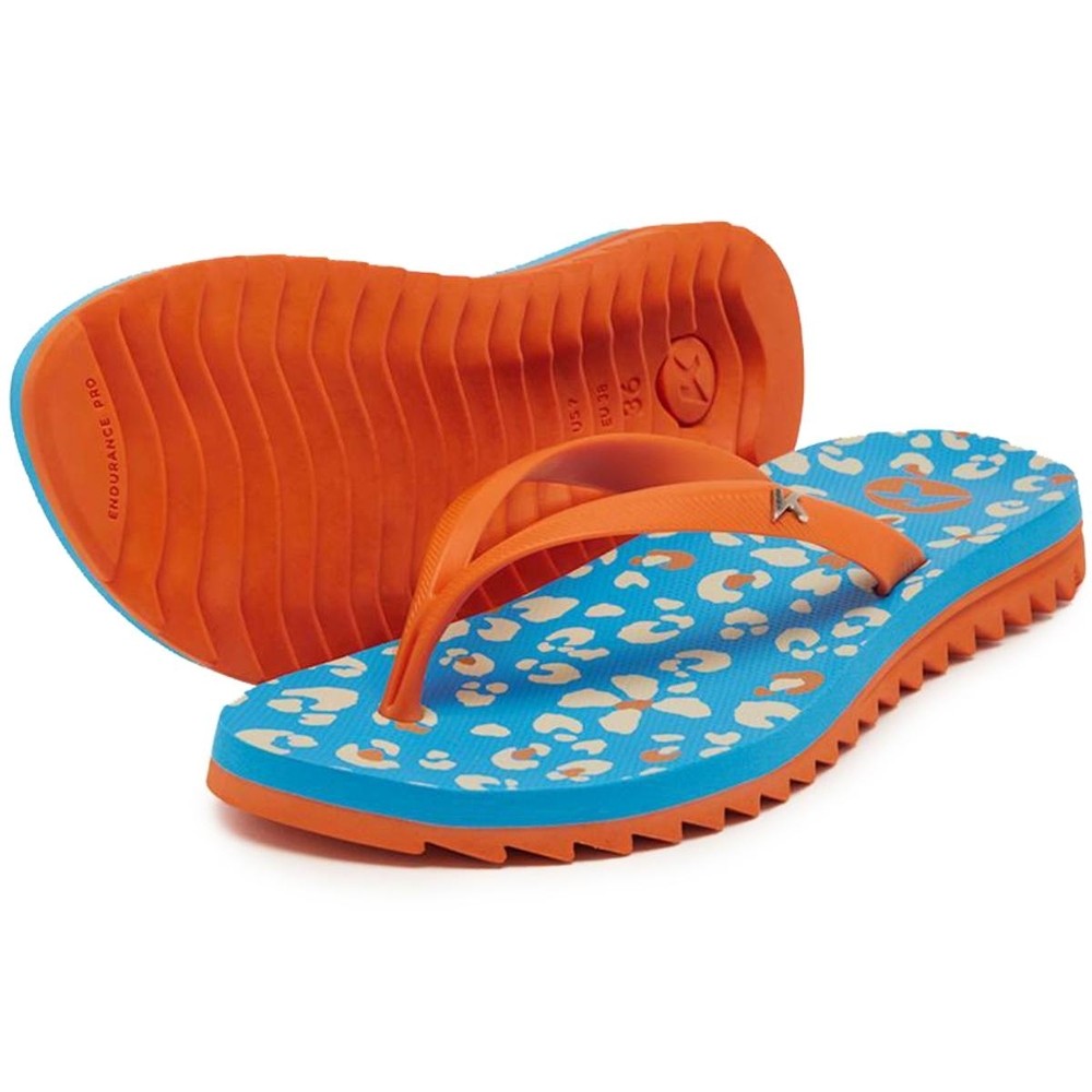 Chinelo Kenner Ibiza Onça Feminino - Azul e Laranja - Women Shoes