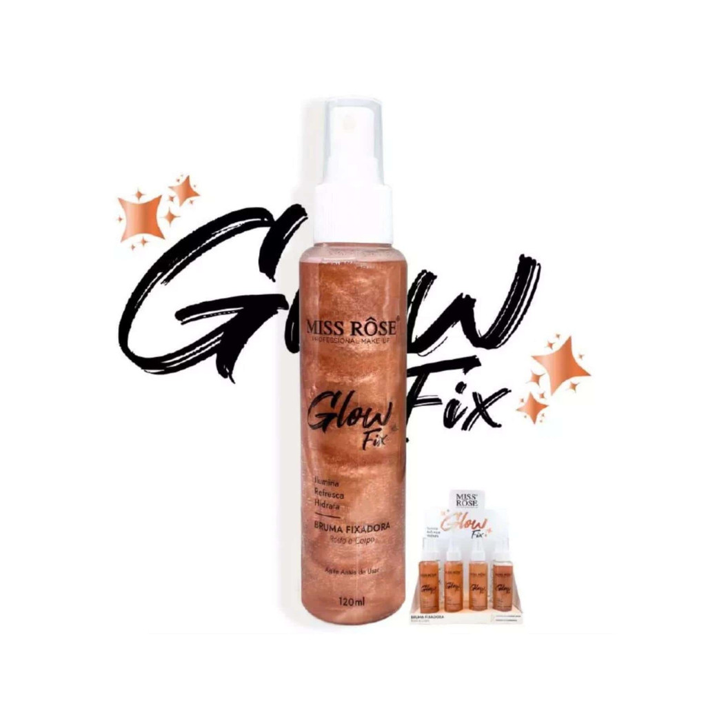 Bruma Facial Fixadora Iluminadora Miss Rose Ilumina, Refresca e Hidrata