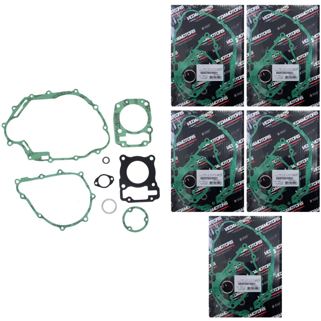Kit 5 Jogos de Juntas do Motor (Sem Borracha) - Vedamotors - Honda Cg 150 Titan Fan, Crf 150f, Nxr