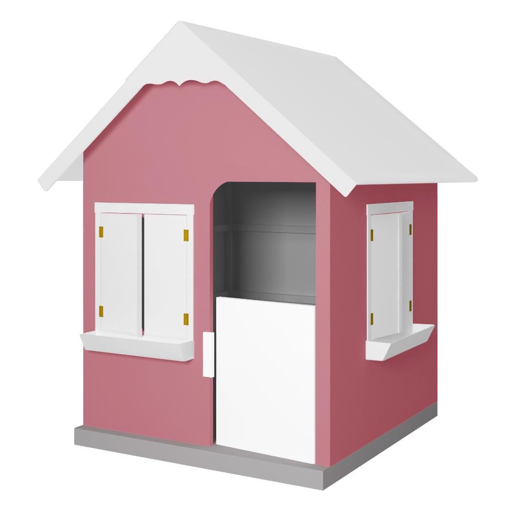 Casinha De Brinquedo Com Floreiros MDF Rosa/Branco - Criança Feliz em Oferta na Shopee