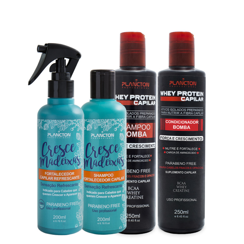 Kit Cresce Madeixas + Kit Whey Protein 250ml - Plancton Professional