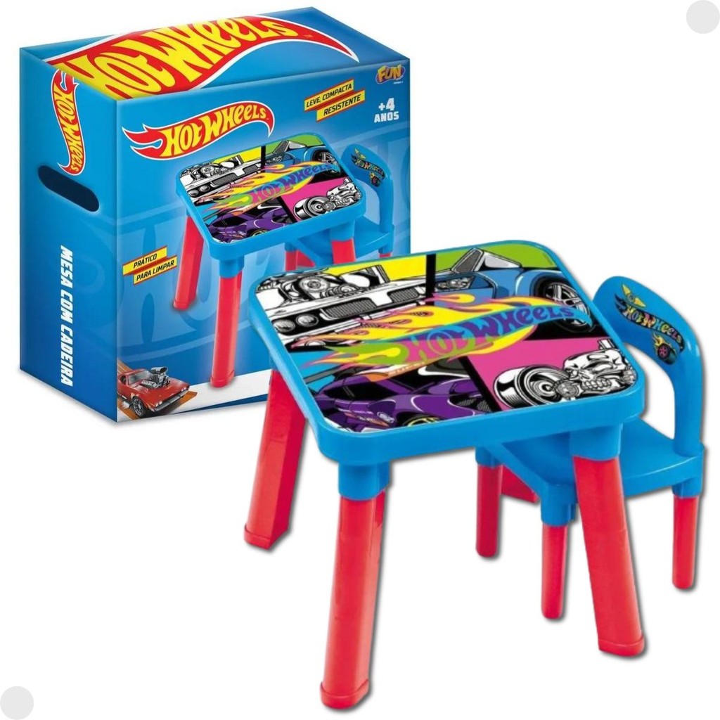 Mesa de Atividades Hot Wheels C/ Cadeira Para Crianças F0164-1 - Fun em Oferta na Shopee