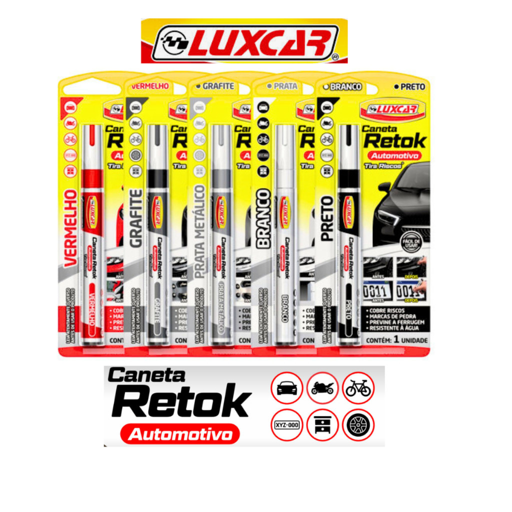 Caneta Reparadora De Pintura Tira Risco Luxcar De Carro Motos Diversas Cores em Oferta na Shopee