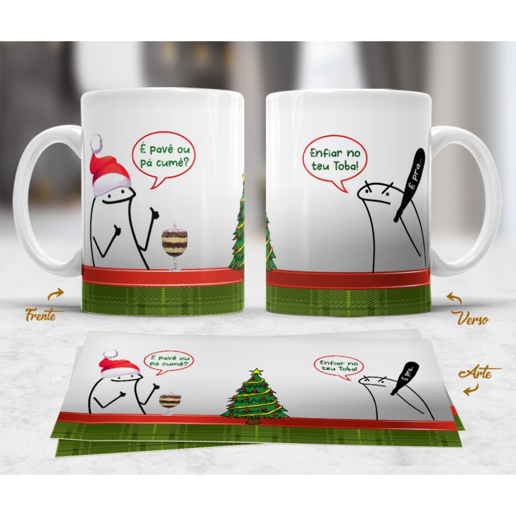 Caneca Personalizada Feliz Natal Flork Bento Cake Pavê Ou Pacume Engraçada Divertida - MEGA PROMOÇÃO