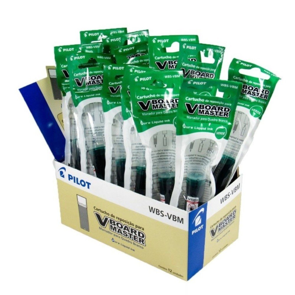 Cartucho de Reposição VBoard Master Marcador Verde Quadro Branco Caixa com 12 Unidades