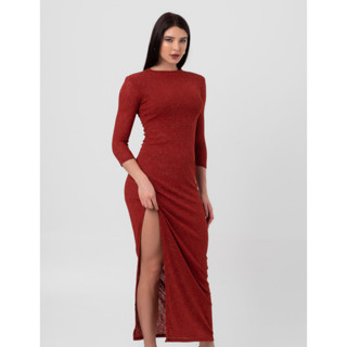 Vestido Tricot Canelado Super Midi Vermelho Labrava em Oferta na Shopee