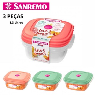 Conjunto 3 Potes Plastico Sanremo 1,3 Litros