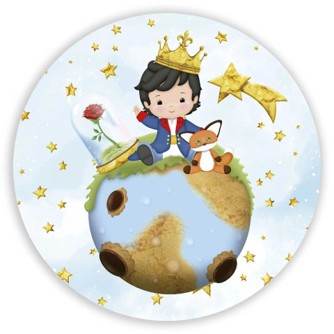 NOVO Painel Festa Infantil Redondo Pequeno Príncipe, Céu estrelas Douradas + Arco, Suporte incluso. Fazemos personalizado com qualquer tema. Confeccionado em Lona fosca, impressão de alta resolução. cenário , p/ Decoração