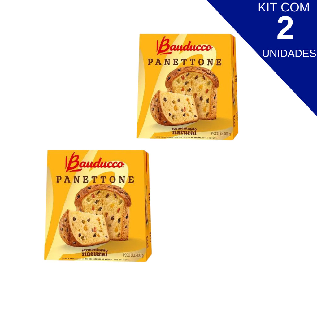 Kit Com 2 Panettones Frutas Cristalizadas Bauducco 400g