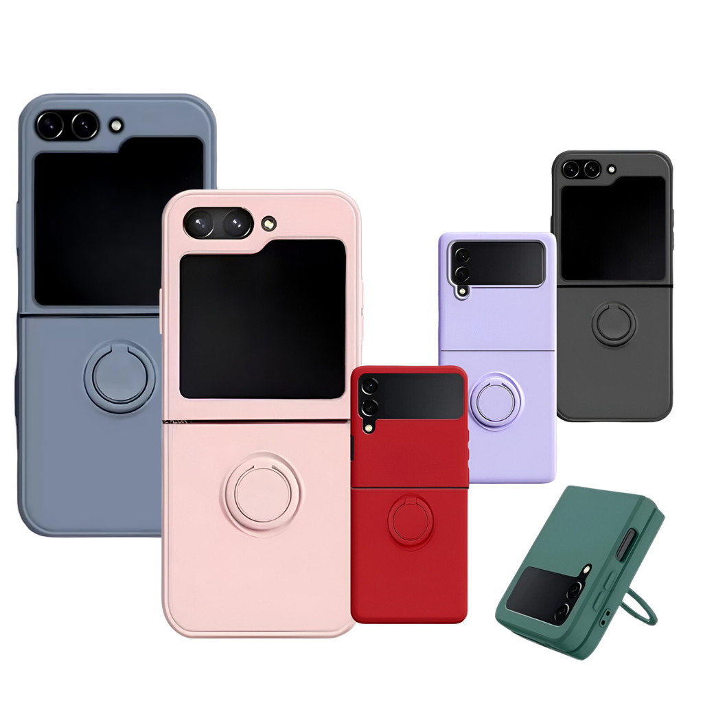 Capinha capa Silicone Case Proteção Aveludada com suporte Anel Para Z6 flip Z5 Flip Z4 flip  Z3 flip