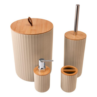 Conjunto Banheiro Lavabo 4 Peças Bambu Luxo Elegante Sofisticado