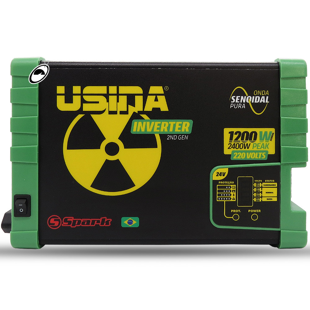 Inversor de Tensão Senoidal Usina Inverter 1200W 24VDC 220VAC 2400W Peak
