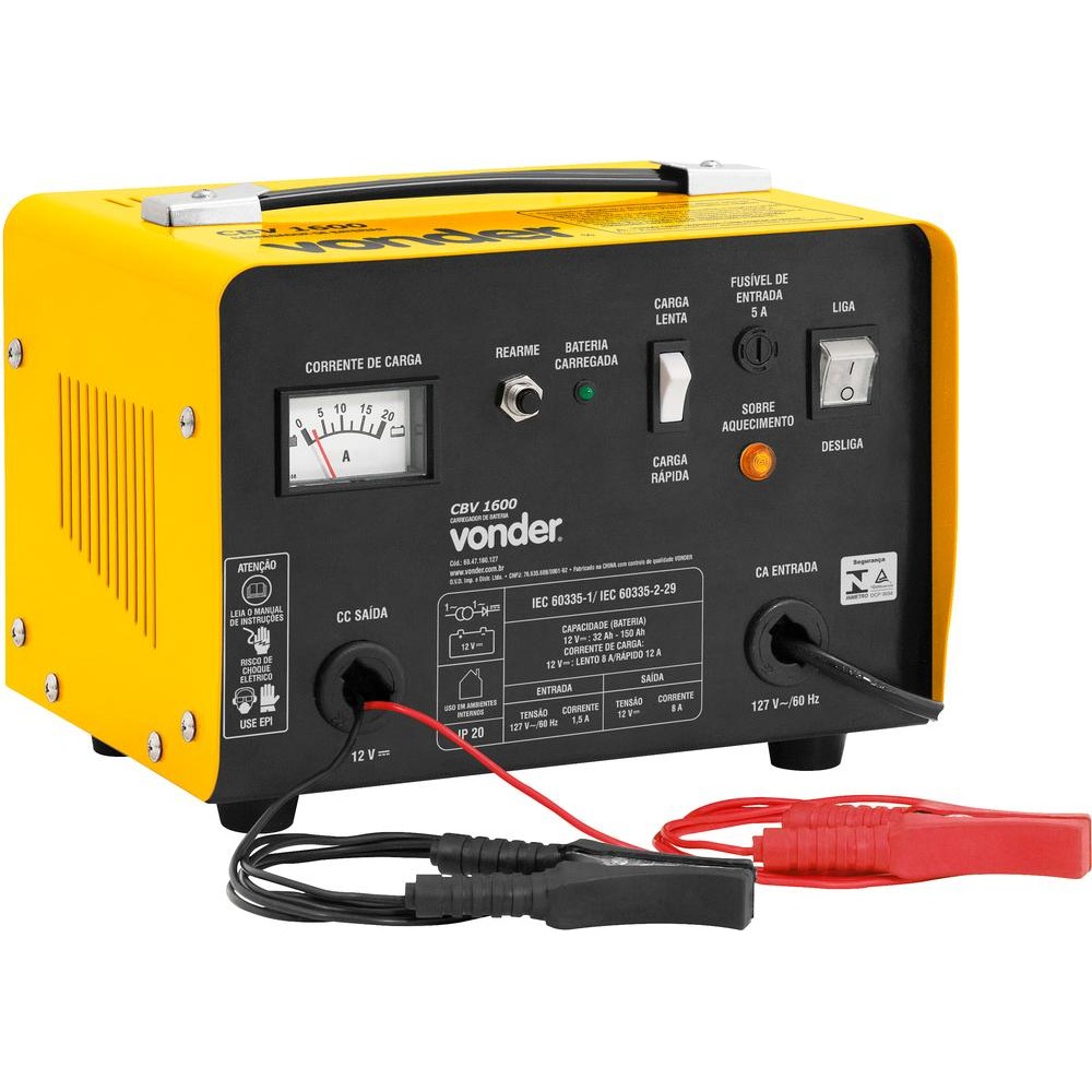 Carregador de bateria 32-150ah 12v 127v cbv1600 - Vonder