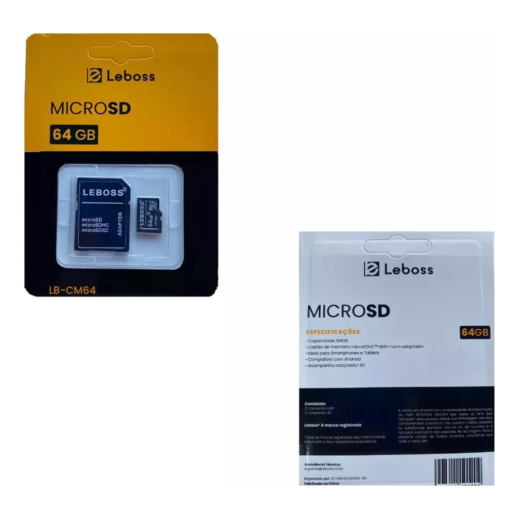 Cartão De Memória Microsdhc 128gb Leboss Lb-cm128 + Adaptador (S16)