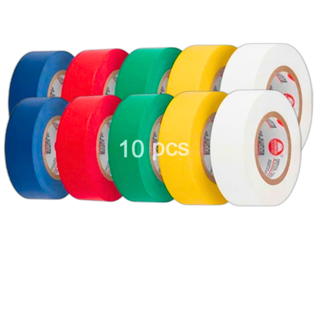 Fita Isolante Colorida 10 unidades 5m x 18mm  Anti-Chamas Profissional