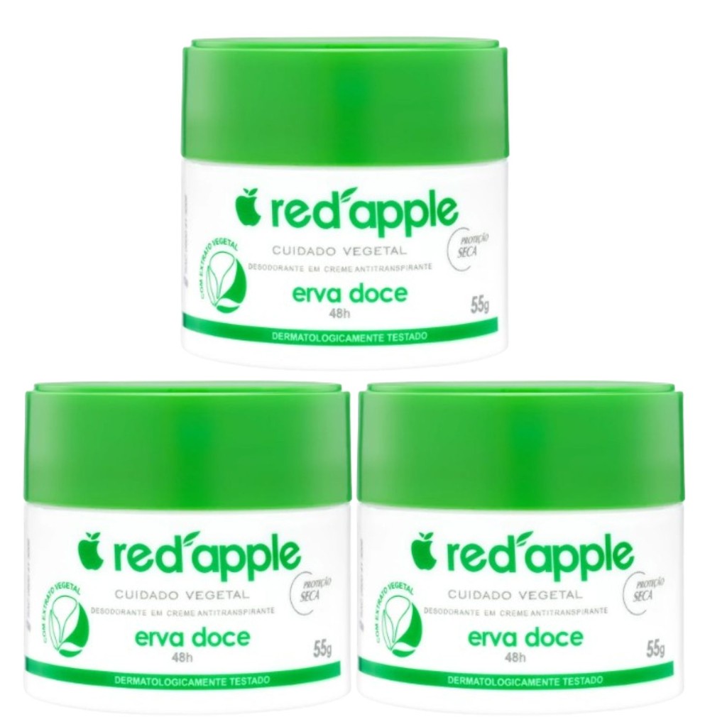 Kit 3 Desodorante em Creme Erva Doce 55g - Red Apple