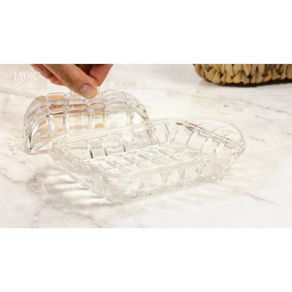 Manteigueira Lyor Tress de Cristal 17cm x 10,5cm x 8cm - Home & Living